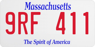 MA license plate 9RF411