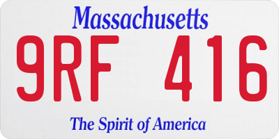 MA license plate 9RF416