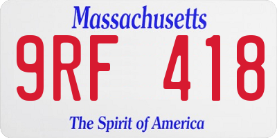 MA license plate 9RF418