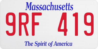 MA license plate 9RF419