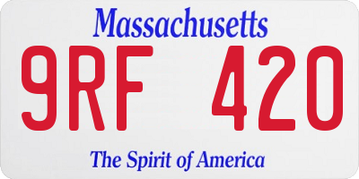 MA license plate 9RF420