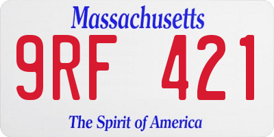 MA license plate 9RF421