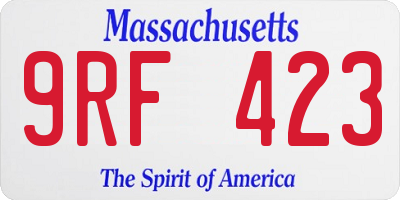 MA license plate 9RF423