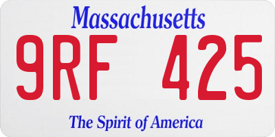 MA license plate 9RF425