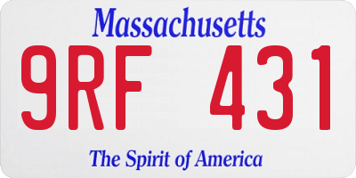 MA license plate 9RF431