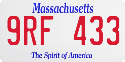 MA license plate 9RF433