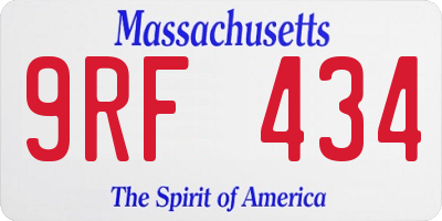 MA license plate 9RF434