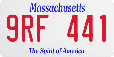 MA license plate 9RF441