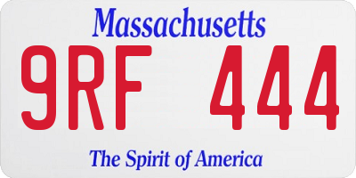 MA license plate 9RF444