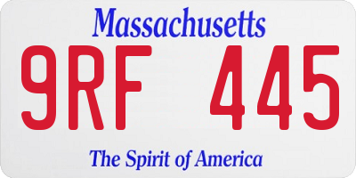 MA license plate 9RF445