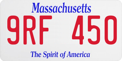 MA license plate 9RF450