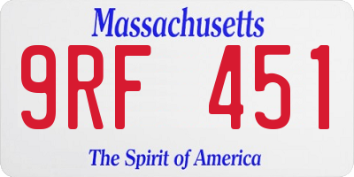 MA license plate 9RF451