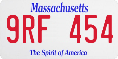 MA license plate 9RF454