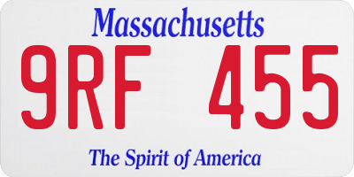 MA license plate 9RF455