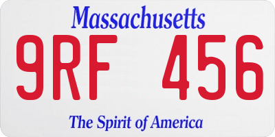 MA license plate 9RF456