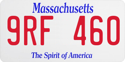 MA license plate 9RF460