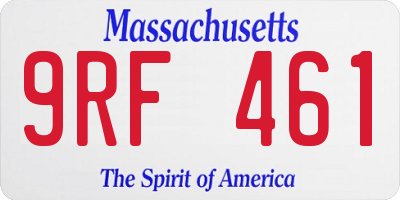 MA license plate 9RF461
