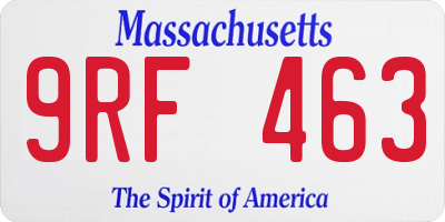 MA license plate 9RF463