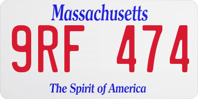 MA license plate 9RF474