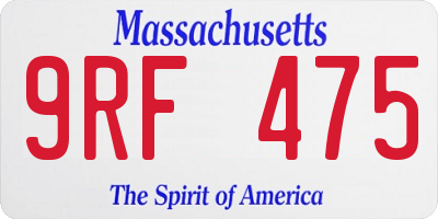 MA license plate 9RF475