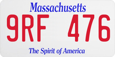 MA license plate 9RF476