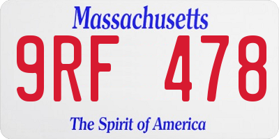 MA license plate 9RF478