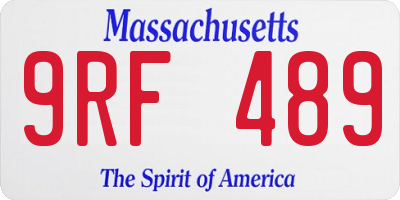 MA license plate 9RF489