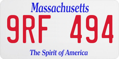 MA license plate 9RF494