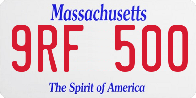MA license plate 9RF500