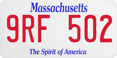 MA license plate 9RF502