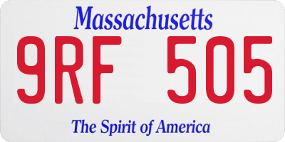 MA license plate 9RF505