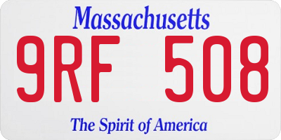 MA license plate 9RF508