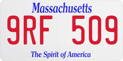 MA license plate 9RF509