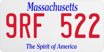 MA license plate 9RF522