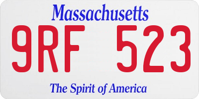 MA license plate 9RF523
