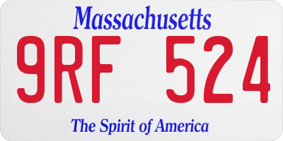 MA license plate 9RF524