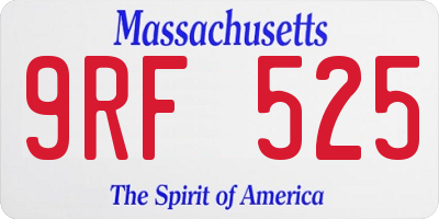 MA license plate 9RF525