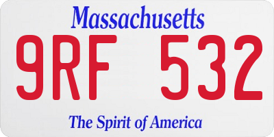 MA license plate 9RF532