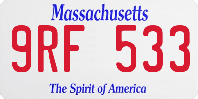 MA license plate 9RF533