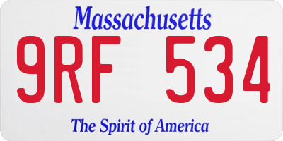 MA license plate 9RF534