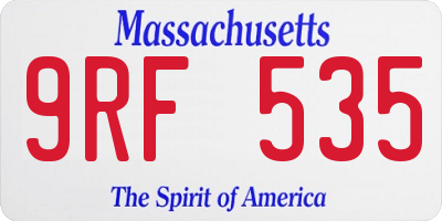 MA license plate 9RF535