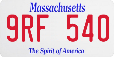 MA license plate 9RF540