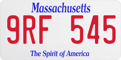 MA license plate 9RF545
