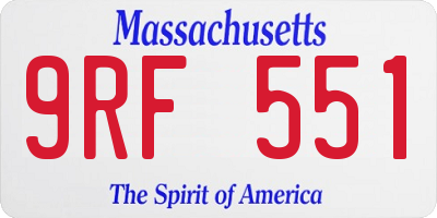 MA license plate 9RF551