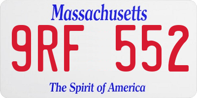 MA license plate 9RF552