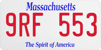 MA license plate 9RF553