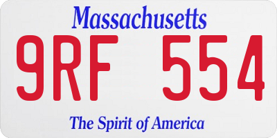 MA license plate 9RF554