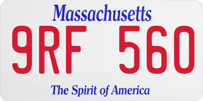 MA license plate 9RF560