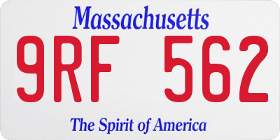 MA license plate 9RF562