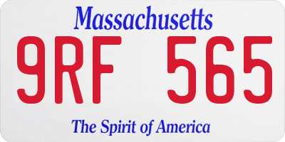 MA license plate 9RF565
